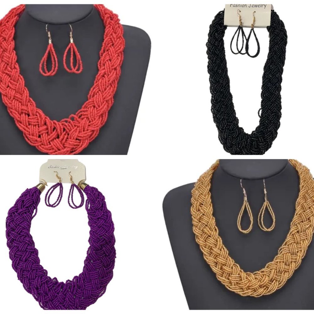 Braided Bead Jewelry Set
